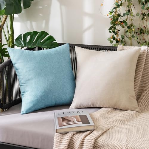 MIULEE Decorative Outdoor Pillow Covers Waterproof 16x16 Blue Gray - Image 4