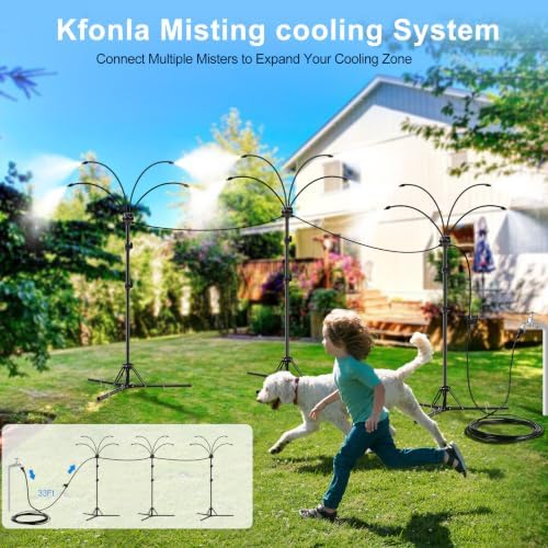 Standing Misters for Outside Patio - 5.3FT Stand Misting System for Cooling Outdoor Areas, Easy to Install & Maintain, 4 Adjustable Nozzles for Custom Coverage, Durable for Backyard Use - Image 4