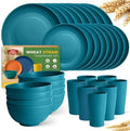 Teivio 32-Piece Plates and Bowls Sets for 8, Wheat Straw Dinnerware Sets by Teivio
