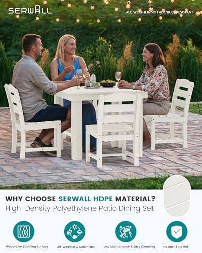 SERWALL HDPE Outdoor Square Dining Set for 4 - Image 3