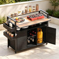 52.8" Wicker Outdoor Grill Cart with Extended Top & Storage by Unknown