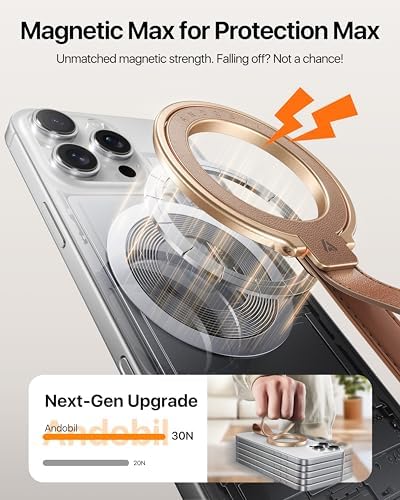andobil 2026 Premium Leather Magnetic Phone Grip Holder for MagSafe, Stable - Image 5
