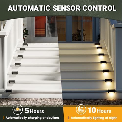 Solar Deck Lights, Solar Step Lights Waterproof, 12 Pack Warm White - Image 2