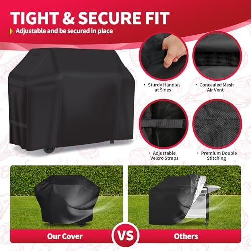 NEXCOVER 55 Inch Grill Cover - 600D Heavy Duty Waterproof and Weather Resistant BBQ Cover for Weber, Char Broil, Nexgrill - Fade Resistant, Black (Pack of 3) - Image 5