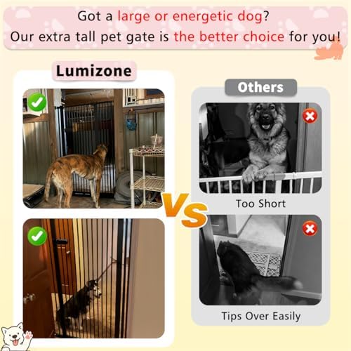 Lumizone Extra Tall Cat Gate 61.02" High 26.18"-29.91" Wide Pet Gate Black - Image 5