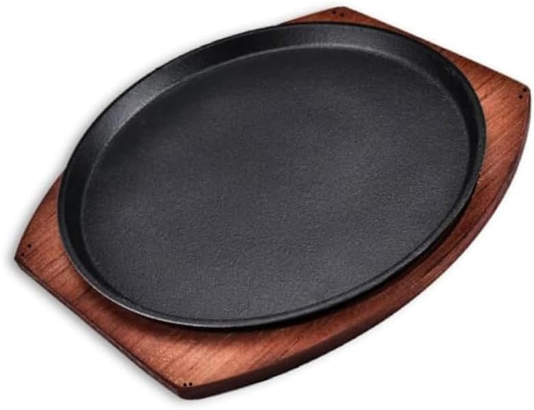 Cast Iron Fajita Plate, Skillet Pan, Steak Plate, Griddle Grill Pan (9 inch with Base) by YYJINGYOU
