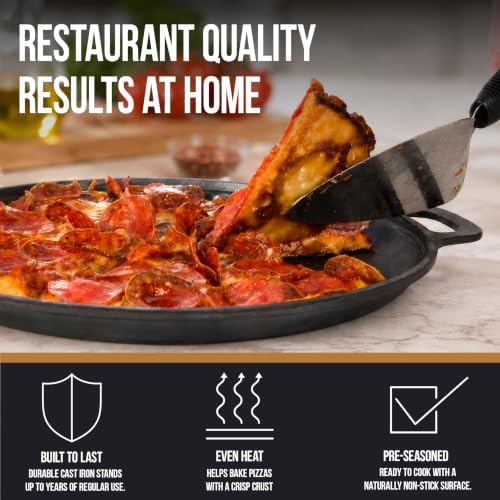Home-Complete Cast Iron Pizza Pan with Dual Handles, 12 Inch - Image 4