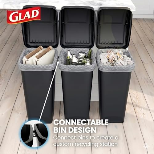 Glad Trash Can with Clorox Odor Protection | Linkable, 12 Gallon, Black - Image 7