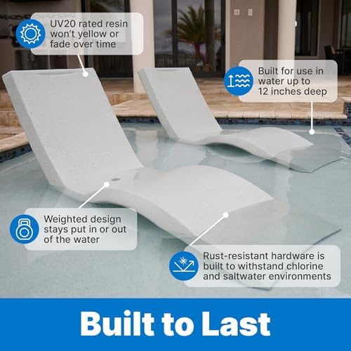 Step2 Vero Pool Lounger, in-Pool Chaise Lounge Chair for Tanning Ledges up to 12 in, Outdoor Patio Chair, Weighted, Grey w/Speck - Image 5