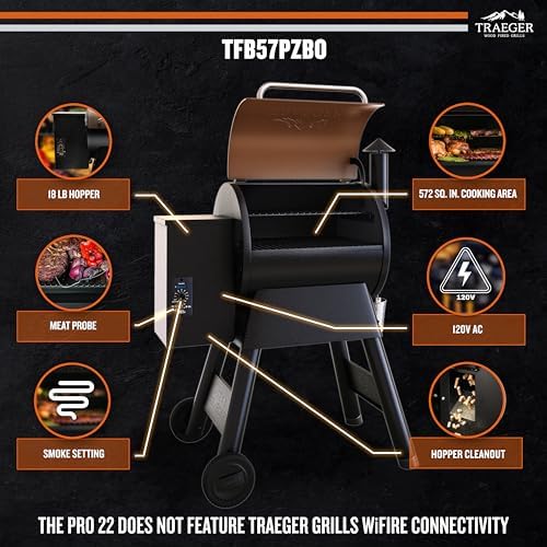Traeger Pro 22 Wood Pellet Grill & Smoker, 572 Sq In - Image 4