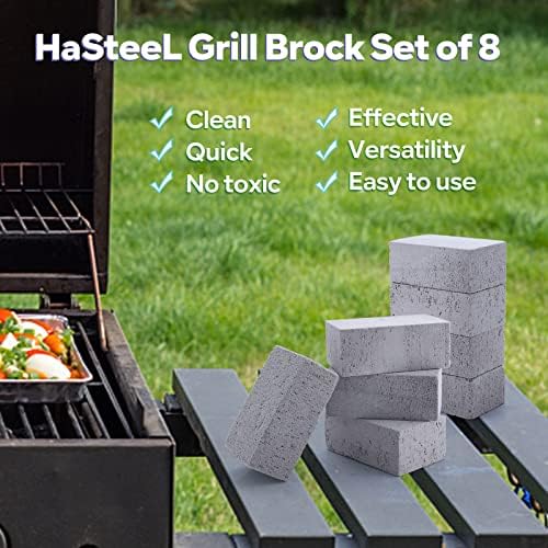 HaSteeL Grill Cleaning Brick, Griddle Pumice Stone for Removing Stains Kit of 8, Commercial Grade Grill Block Cleaner Accessories for Flat Top, Racks, Cast Iron, Sink, Effective & Reusable Clean Tool - Image 7