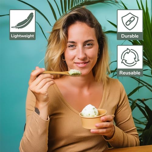BambooMN 8" Reusable Bamboo Dinner Spoon - 10 Units - Image 4