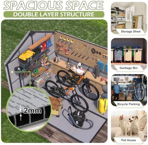 8 x 10 FT Plastic Outdoor Storage Shed with Floor, Resin Garden Shed - Image 3