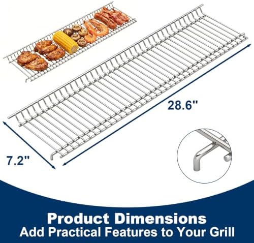 LS'BABQ Replacement Warming Rack for Nexgrill Home Depot 720-0882A 720-0882, Stainless Steel Upper Grill Warming Rack for Nexgrill Evolution 5-Burner Gas Grill Parts, 28.6" x 7.2" - Image 2