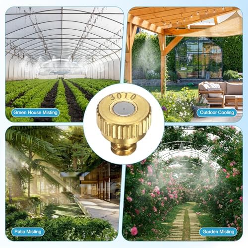 M METERXITY 20-Pack Brass Misting Nozzles, 0.012inch/0.3mm Orifice Heavy Duty 10/24 UNC Screw Thread Misting Nozzle Plug for Outdoor Spray Cooling System/Patio Mist System/Dust Control - Image 6