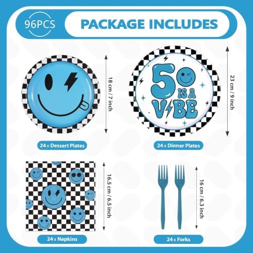 96Pcs Five is a Vibe Birthday Party Decoration for Boys 5 Year Old Serves24 - Image 2