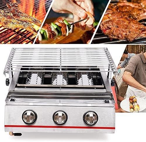 3 Burners BBQ Gas Grill, Commercial Gas Grill Griddle, Gas Indoor/Outdoor Grill BBQ Grill with Temperature Control, Flat Hotplate Smokeless Grill - Image 5