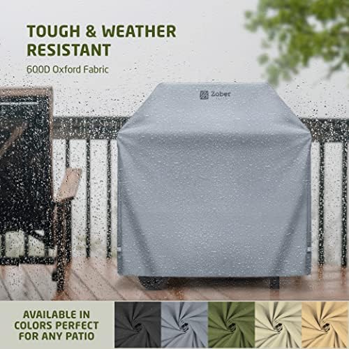 Zober BBQ Grill Cover - 64 Inch Waterproof Double Layered Fits Weber Gas Grill Cover Charbroil Grill & Smoker - Gas Grill Covers w/ Air Vents, Dual Handles - 600D Oxford Fabric, Gray - Image 4