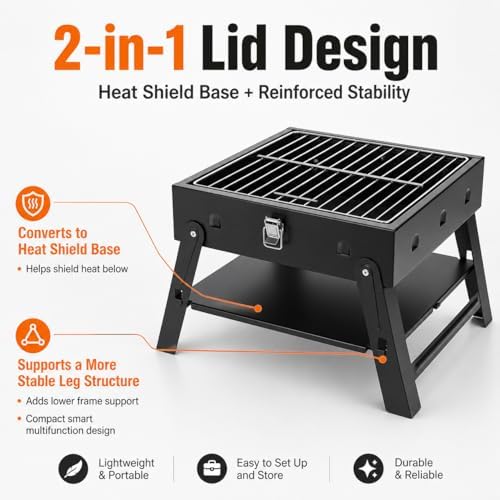 Small Portable BBQ Charcoal Grill: Mini Foldable Table Top Barbecue Grills - Image 6