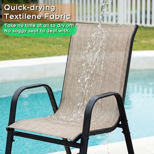 Outdoor Dining Set for 6, Metal Table and Stackable Chairs - Image 5