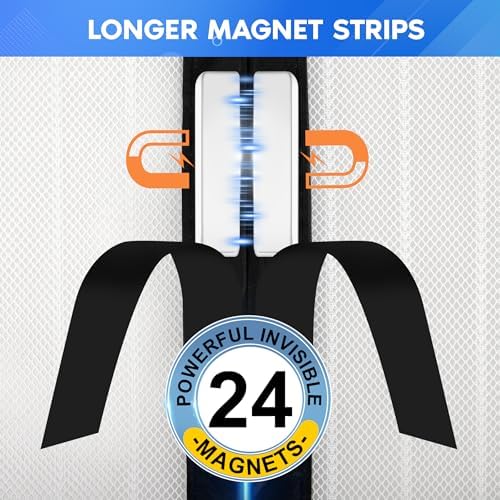 METAONLY Magnetic Screen Door Mesh, Works for Patio, Sliding Door, Keeps Bug Mosquito Out, Fresh Air Flow, Fits 36" x 82" Door - Curtain Size 38" x 83", Black Frame White Veil - Image 4
