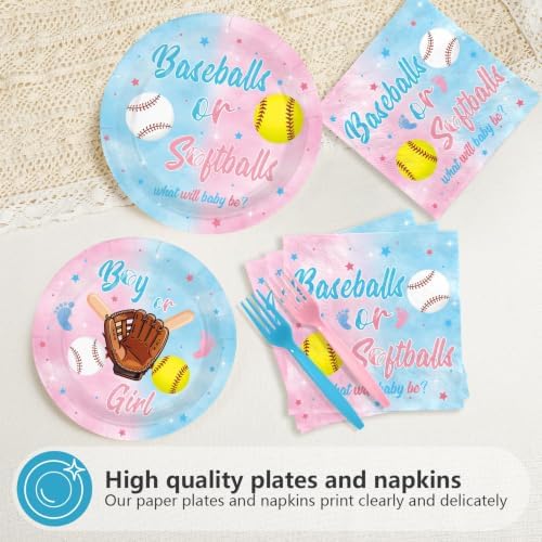 96 Pcs Baseball Gender Reveal Party Decorations for Baby, Serves 24 - Image 4