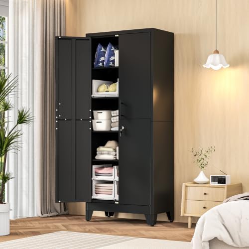GAIOUS Tall Metal Storage Cabinet with Lock, Freestanding Steel Bookcase - Image 7