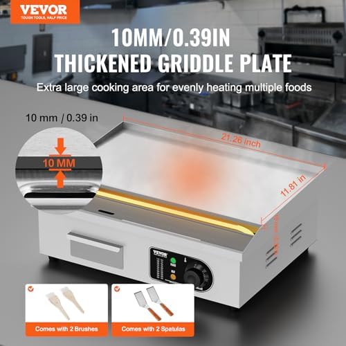 VEVOR Commercial Electric Griddle, 23", Countertop Flat Top Griddle - Image 2