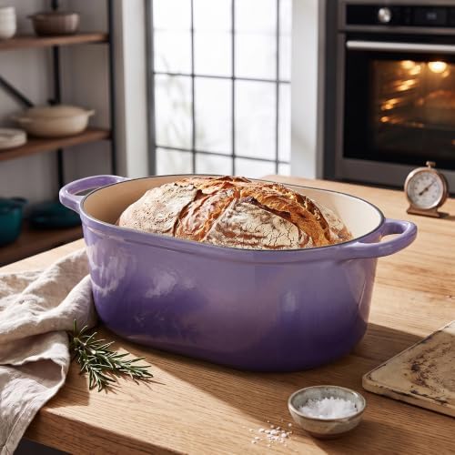 EDGING CASTING Enameled Cast Iron Oval Dutch Oven, 6QT, Purple - Image 3