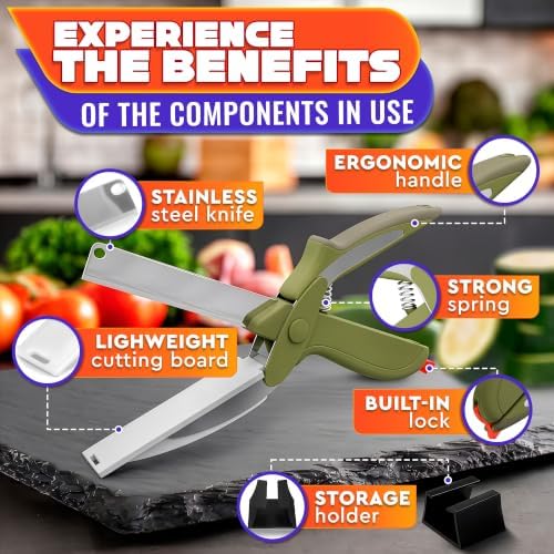 2 in 1 Kitchen Scissors for Food with Cutting Board, Safety Lock - Image 3