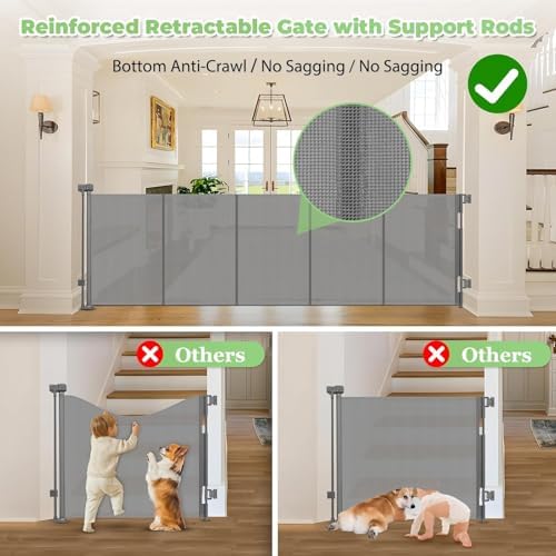 Reinforced 120" Extra Wide Baby Gates for Large Openings, Easy Install/Gray - Image 2