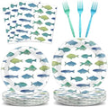 96Pcs Gone Fishing Party Paper Plates and Napkins Sea Ocean Fish Birthday Supplies Little Fisherman Tableware for 24 Guests for Summer Wedding Ofishally One Fishing Birthday Gatherings Decorations by Oitnlaughter