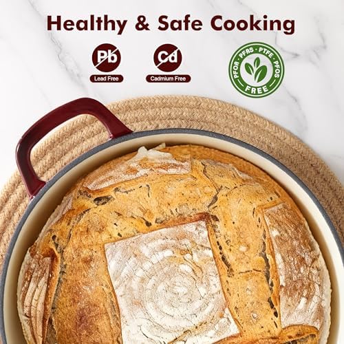 SENSARTE 6.5QT Enameled Cast Iron Dutch Oven Pot with Lid&Cotton Potholders - Image 2
