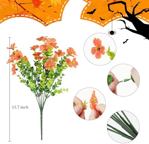 AGIRL Artificial Fall Flowers Outdoor,UV Resistant Fake Mums Porch Decor - Image 2