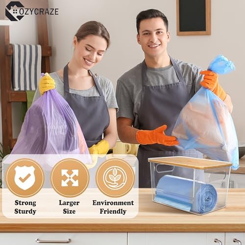 Stackable Trash Bag Dispenser with Wooden Top for Holding 13 to 30 Gallon Bag Sizes – Small Size Garbage Bag Holder with Anti-Slip Base, Trash Bag Dispenser Under Sink (10.8"x6.7"x6" inches) - Image 6