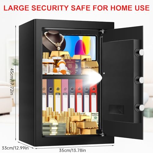 3.3 Cuft Large Home Safes Water and Fireproof, Anti-theft Floor Safe for Home Use with Programmable Keypad, Alarm System and Spare Keys, Digital Home Safes for Documents, Medicine - Image 2
