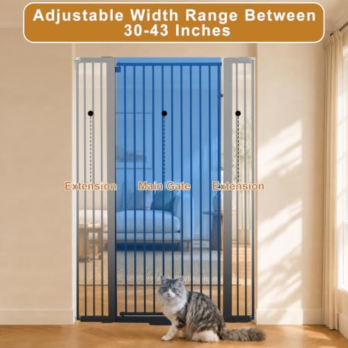 YZHDUXIU 55" Extra Tall Cat Gate, 29.92"-43" Extra Wide Adjustable Gate - Image 7