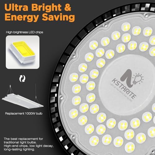320W UFO High Bay LED Shop Lights, 2 Pack 45000LM Garage Lights - Image 3