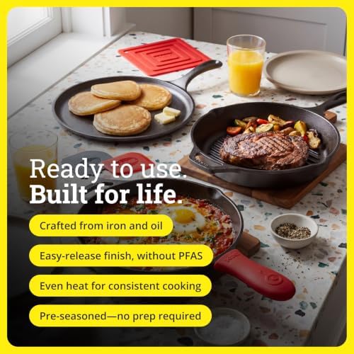 Lodge Cast Iron 7-Piece Set, PFAS-Free Pre-Seasoned Kitchen Essentials - Image 3