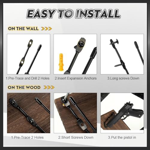 Yaocom 15 Pcs Pistol Wall Mount Rack with Rubber Coated Hooks - Image 4