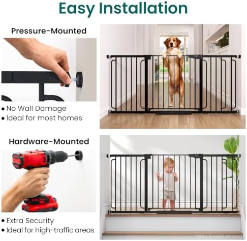 Cumbor Extra Wide Baby Gate, 36.6-69" Walk-Through Dog Gate Black - Image 6
