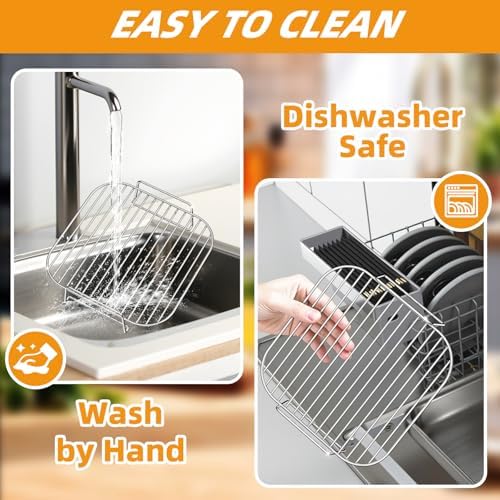 HONYAO Air Fryer Rack Square 8'' Accessories, 2pcs Stainless Steel Grill - Image 6