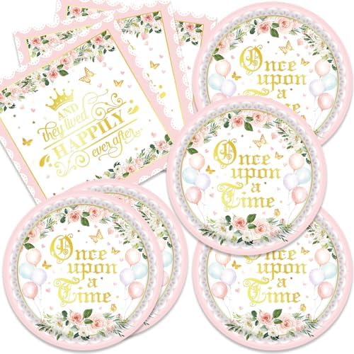 40pcs Princess Castle Party Supplies,Pink Castle Party Decoration Supplies,Used for Princess Party Decoration,Include 20 dinner plates, 20 Napkin (pale pink) by Unknown