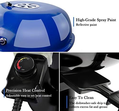 Electric BBQ Grill Techwood 15-Serving Indoor/Outdoor Electric Grill for Indoor & Outdoor Use, Double Layer Design, Portable Removable Stand Grill, 1600W - Image 2