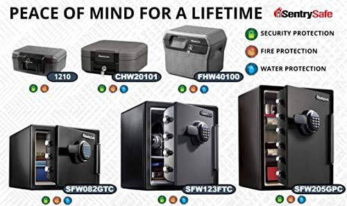 SentrySafe Fireproof Safe with Key Lock, Chest Lock Box for Home or Travel Secures Money, Documents, 0.18 Cubic Feet, 6.1 x 14.3 x 11.2 Inches, 1210 - Image 5