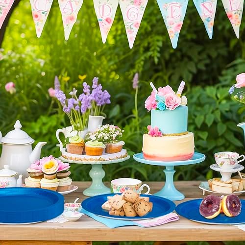 50 Pcs Oval Blue Plates Disposable Blue Paper Plates Party Dinnerware Set - Image 7