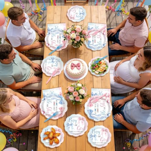 96Pcs Pink Blue Bow Gender Reveal Party Decorations, Serves 24 - Image 7