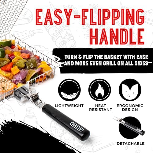 SHIZZO Grill Basket Gift Set with Skewers, Basting Brush, Gift Box - Image 4