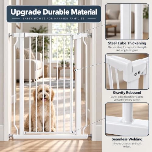 Extra Tall Baby and Dog Gate, 40.55" H, 73.62"-80.70" W, White - Image 3