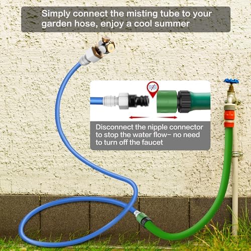 HAOWIN Upgraded Misters for Outside Patio, 3 Nozzles Fine Mist Leakproof 6.6FT Aluminum Bendable Hose Mister, Misting System for Patio Misters for Cooling Outdoor Greenhouse Chicken Coop Trampoline - Image 4